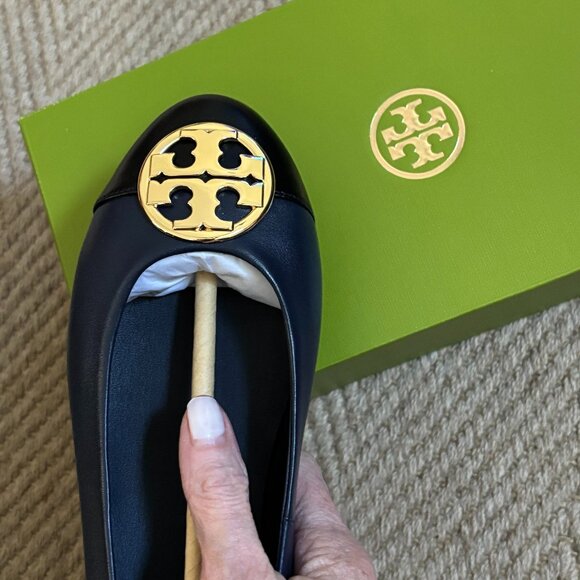 Tory Burch Royal Navy Chelsea Cap-Toe Ballet Flats - Picture 2 of 15